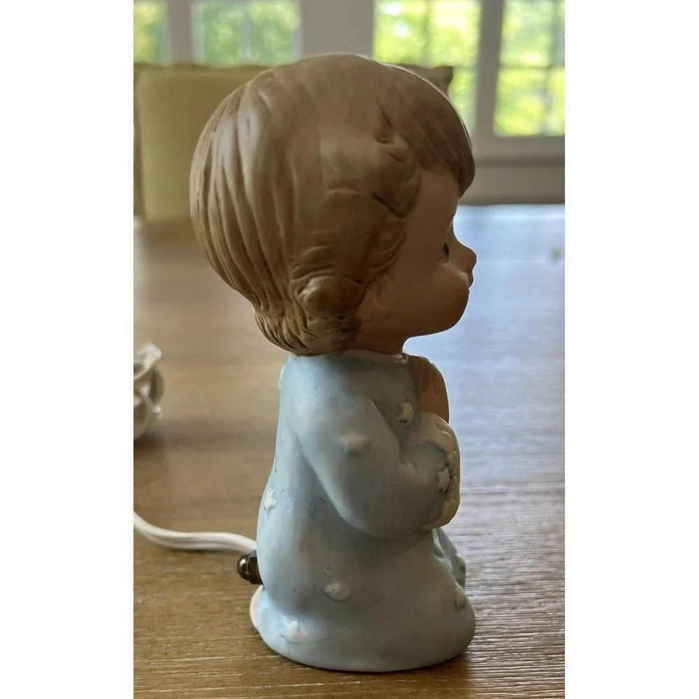 Vintage I.W. Rice Porcelain Child Bear Praying Lamp/ Night Light